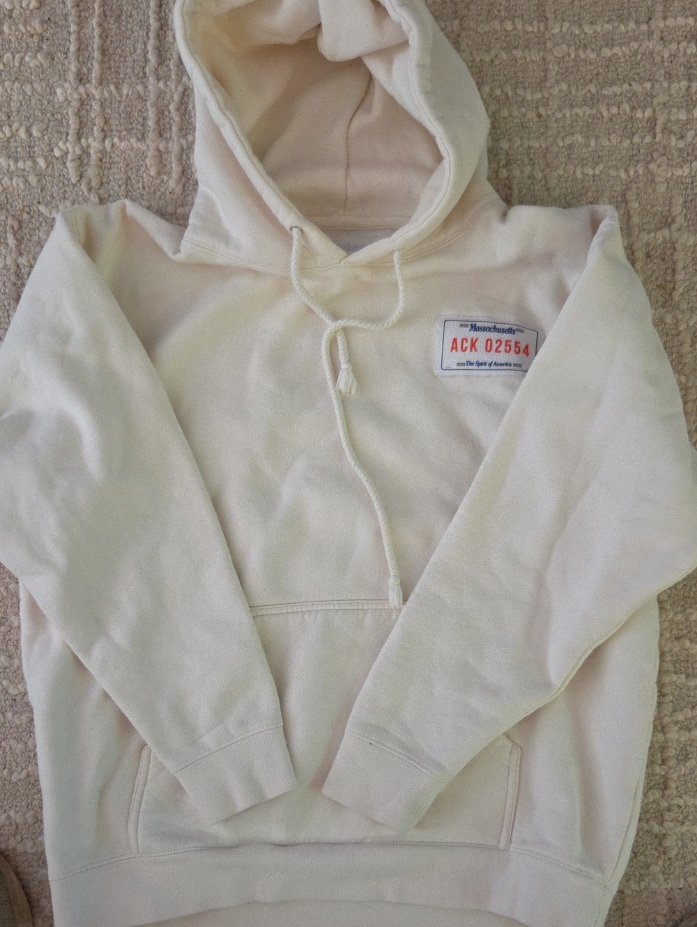 Nantucket Or Nowhere Hoodie Sweatshirt Large - Off-White Pink Graphic ACK